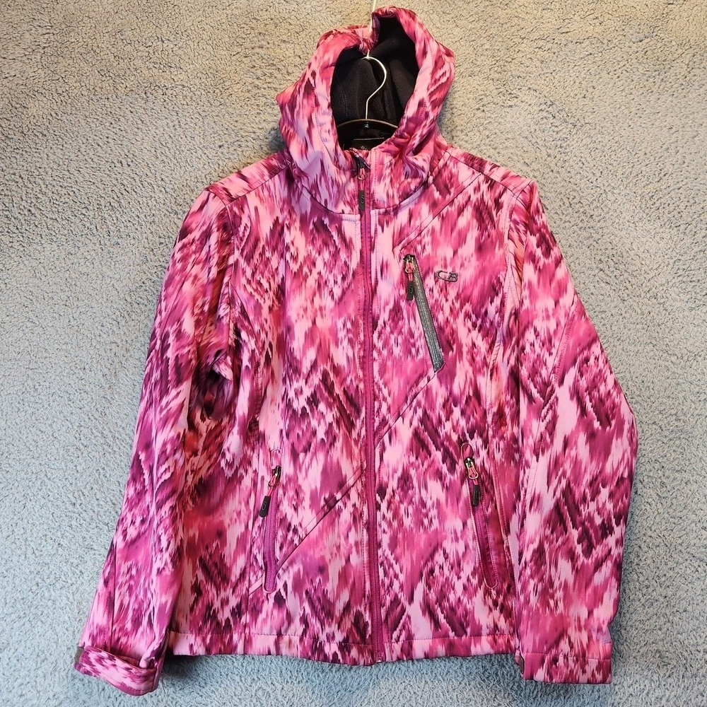 CB Jacket Womens Large Pink Purple Hooded Full Zip Outdoor Pockets Hooded Fall